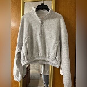 Lazy Sunday Light Gray Women's Quarter-Zip Sweater